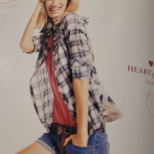 CAbi plaid/floral festival shirt